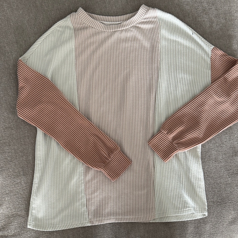 SHEIN Colorblock Crew Neck Sweater - Pink and Cream